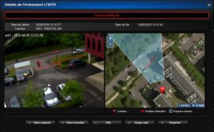 Une alarme de détection d'humain, avec sa géolocalisation.